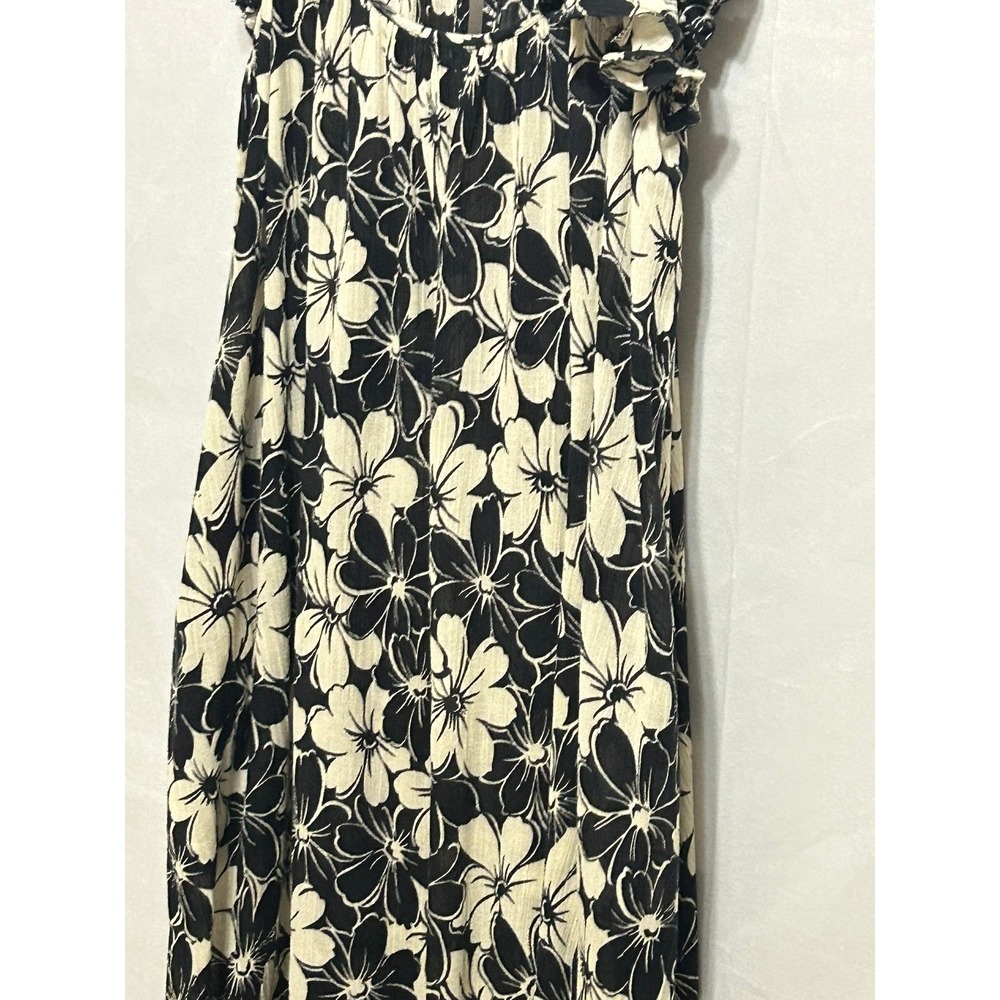 The Great Black White Floral Ruffle Maxi Dress Scoop Neck Size 1 - Small - Picture 13 of 16